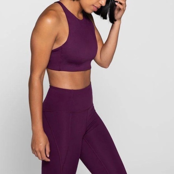 Girlfriend Collective Topanga Halter Bra in plum sport bra size Large - Picture 1 of 7